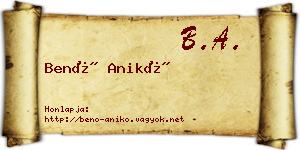 Benő Anikó névjegykártya