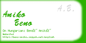 aniko beno business card
